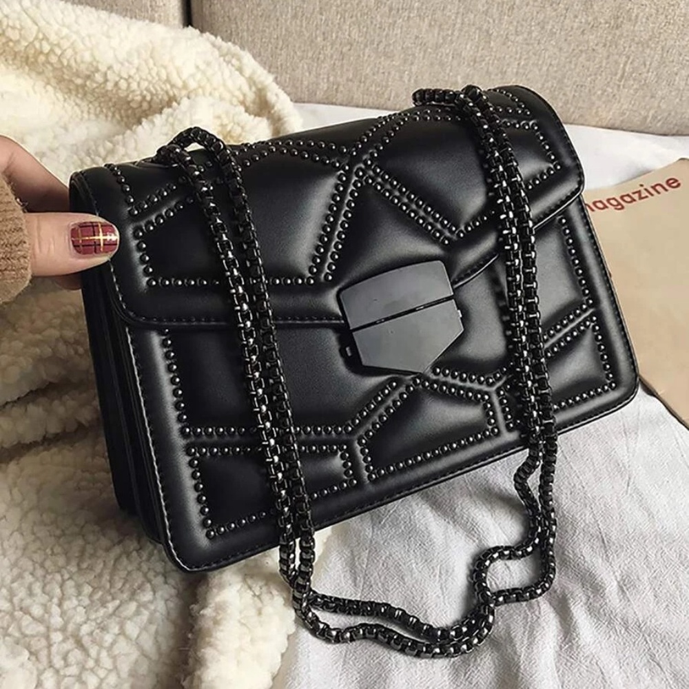Studded Chain Evening Shoulder Crossbody Bag